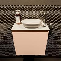 Mondiaz Fowy toiletmeubel 50x50x23cm rosee mat 1 kraangat wasbak: rechts 1 deur solid surface met blad MDF kleur wasbak: wit FOWY59005roseetalc