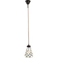 LumiLamp Hanglamp Tiffany Ø 15*115 cm E14/max 1*40W Wit, Bruin Glas, Metaal Hanglamp Eettafel Hanglampen Eetkamer
