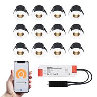 HOFTRONIC™ 12x Betty weißen Smart LED Einbaustrahler Komplett-Set - Wifi & Bluetooth - 12V - 3 Watt - 2700K warmweiß