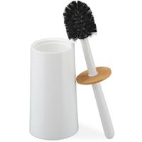 RELAXDAYS Toilettenbürste, mit Behälter, Kunststoff und Bambus, freistehend, Klobürste zum Wechseln, mit Deckel, weiß