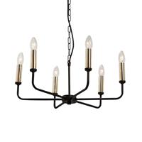 Euluna Kroonluchter Ampli, zwart/goud, 6-lamps