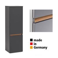 LOMADOX Badschrank 40 cm breit VIDAGO-03 in graphit mit Absetzung in Wotan Eiche Nb., B/H/T: ca. 40/130/35 cm grau