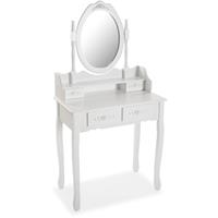 VERSA Camila Schminktisch mit Spiegel und Schubladen, 146x40x75cm - Weiß