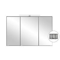 LOMADOX 3D-Spiegelschrank Badezimmer 100 cm breit VIDAGO-03 in graphit mit LED Beleuchtung, B/H/T: ca. 100/64/20 cm grau