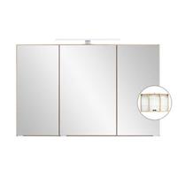 LOMADOX Bad 3D-Spiegelschrank 100 cm breit VIDAGO-03 in Wotan Eiche Nb. mit LED Beleuchtung, B/H/T: ca. 100/64/20 cm braun