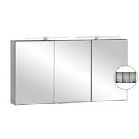 LOMADOX 3D-Spiegelschrank Bad 120 cm breit VIDAGO-03 in graphit mit LED Beleuchtung, B/H/T: ca. 120/64/20 cm grau