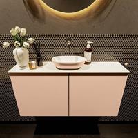 Mondiaz Fowy toiletmeubel 100x50x23cm rosee mat 0 kraangaten wasbak: midden 2 deuren solid surface met blad MDF kleur wasbak: Roze / Wit FOWY59022roseerosee