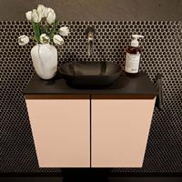 Mondiaz Fowy toiletmeubel 60x50x23cm rosee mat 0 kraangaten wasbak: midden 2 deuren solid surface met blad MDF kleur wasbak: zwart FOWY59010roseeurban