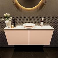 Mondiaz Fowy toiletmeubel 120x50x23cm rosee mat 0 kraangaten wasbak: midden 2 deuren solid surface met blad MDF kleur wasbak: Roze / Wit FOWY59028roseerosee