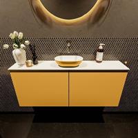 Mondiaz Fowy toiletmeubel 120x50x23cm ocher mat 0 kraangaten wasbak: midden 2 deuren solid surface met blad MDF kleur wasbak: Oranje / Wit FOWY59028ocherocher