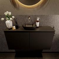 Mondiaz Fowy toiletmeubel 100x50x23cm urban mat 0 kraangaten wasbak: midden 2 deuren solid surface met blad MDF kleur wasbak: zwart FOWY59022urbanurban