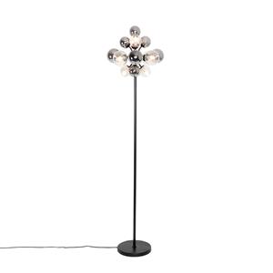 QAZQA Vloerlamp bonnie - Zwart - Art Deco - D 40cm