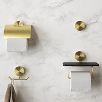 bensanitair Ben Sanitair - Geesa Opal Toilettenpapierhalter mit Klappe 14x1,9x14,2 cm Gebürstetes Gold