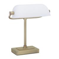 RELAXDAYS Bankerlampe mit weißem Glasschirm weiß/gold