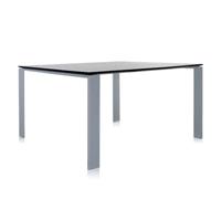 Kartell Four Tisch Soft Touch Konferenztische  Maße: 128x128 cm Farbe: Platte schwarz / Beine alu