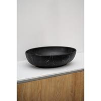 Riho Marmic Oval Waskom 52x39.5x13cm Keramiek Ovaal marmer mat zwart W031001M01
