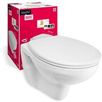 AQUASU '  Basic Spülrandloses Wand-WC Set 194 | Hänge-WC oval | Tiefspüler | Keramik | Abgang waagerecht | WC-Sit