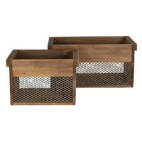 Clayre & Eef Decoratief Opbergdoosje 32*19*16 / 23*16*15 Cm Bruin Hout