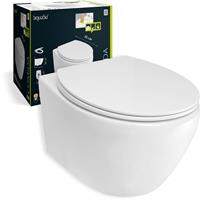 AQUASU '  Spülrandloses Wand-WC Set Comida | Design-Toilette | Hänge-WC | Tiefspüler | Keramik | Abgang waagerech