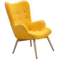 SALESFEVER Sessel gelb Webstoff, Webstoff, Metallbeine in Holzoptik, Eichefarben