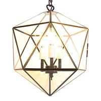 Clayre & Eef Lumilamp Hanglamp 30*30*160 Cm E14/max 3*40w Transparant Metaal, Glas Hanglamp Eettafel Hanglampen Eetkamer Transparant