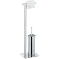 RELAXDAYS WC Garnitur, stehender Toilettenpapierhalter, Toilettenbürste mit Halter, Edelstahl, HxBxT 72x20x17 cm, silber - 