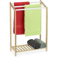 RELAXDAYS Handtuchhalter stehend, Bambus, 3 Stangen & Ablage, HBT: 78 x 53 x 24 cm, Handtuchständer Bad, natur/weiß