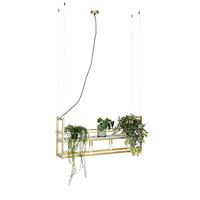 QAZQA Industriële hanglamp goud met marmer en rek 4-lichts - Cage Rack