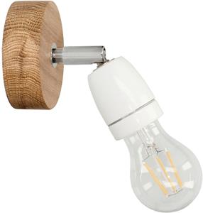 BRITOP LIGHTING Wandlamp PORCIA WOOD Retrodesign met porselein en eikenhout, flexibel instelbaar, natuurproduct van hout, Made in Europe