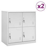 VidaXL Lockerkasten 2 St 90x45x92,5 Cm Staal Lichtgrijs