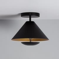 Bussandri Vintage Plafondlamp - Metaal - Vintage - E27 - L:24cm - Voor Binnen - Woonkamer - Eetkamer - Slaapkamer - Plafondlamp - Zwart