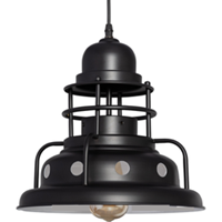 Bussandri Industriële Hanglamp - Metaal - Industrieel - E27 - L:30cm - Voor Binnen - Woonkamer - Eetkamer - Slaapkamer - Hanglamp - Zwart