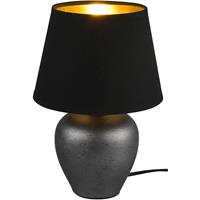 BES LED Led Tafellamp - Tafelverlichting - Trion Albino - E14 Fitting - Rond - Antiek Nikkel - Zwart/goud - Keramiek - Ø180mm
