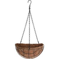 Pro Garden Metalen Hanging Basket / Plantenbak Halfrond Zwart Met Ketting 26 Cm - Hangende Bloemen - Plantenbakken