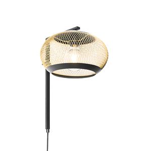 QAZQA Moderne wandlamp zwart met goud - Lucas