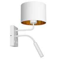 Euluna Wandlamp Soho, cilindrisch, leeslamp wit/goud