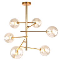 Groenovatie Glazen Design Hanglamp, 6 Amber Bollen, G4 Fitting, 75x80cm