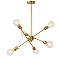 Groenovatie Gouden / Messing Design Hanglamp, 6-Lichts, E27 Fitting, 60x105cm
