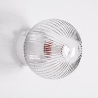 Groenovatie Glazen Wandlamp Geribbeld, Rond, E27 Fitting, Ã15 cm, Transparant