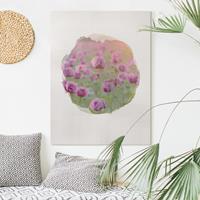 Bilderwelten Leinwandbild Blumen - Hochformat Wasserfarben - Violette Schlafmohn Blumenwiese im Frühling
