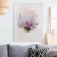 Bilderwelten Leinwandbild Blumen - Hochformat Wasserfarben - Zarte Magnolienblüte