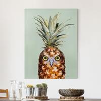 Bilderwelten Leinwandbild Tiere - Hochformat Ananas mit Eule
