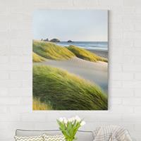 Bilderwelten Leinwandbild Strand - Hochformat Dünen und Gräser am Meer