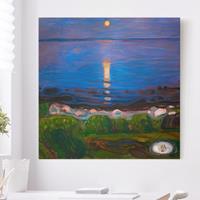 Bilderwelten Leinwandbild - Quadrat Edvard Munch - Sommernacht am Meeresstrand
