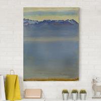 Bilderwelten Leinwandbild Kunstdruck - Hochformat Ferdinand Hodler - Genfer See mit Alpen
