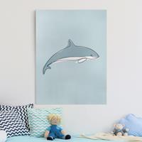 Bilderwelten Leinwandbild Kinderzimmer - Hochformat Delfin Line Art