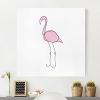 Bilderwelten Leinwandbild Kinderzimmer - Quadrat Flamingo Line Art