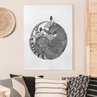 Bilderwelten Leinwandbild Tiere - Hochformat Illustration Gürteltiere Schwarz Weiß Muster