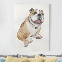 Bilderwelten Leinwandbild Tiere - Hochformat Illustration Hund Bulldogge Malerei