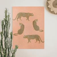 Bilderwelten Leinwandbild Tiere - Hochformat Illustration Leoparden Rosa Malerei